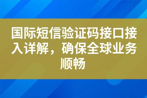 国际短信验证码接口接入详解，确保全球业务顺畅
