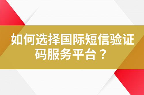 如何选择国际短信验证码服务平台？
