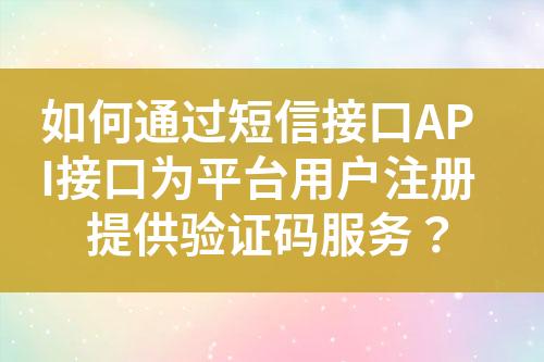 如何通过短信接口API接口为平台用户注册提供验证码服务？