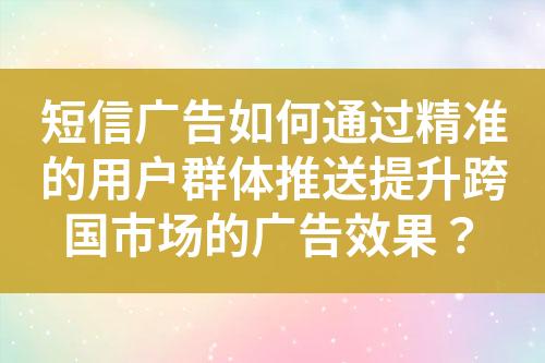短信广告如何通过精准的用户群体推送提升跨国市场的广告效果？